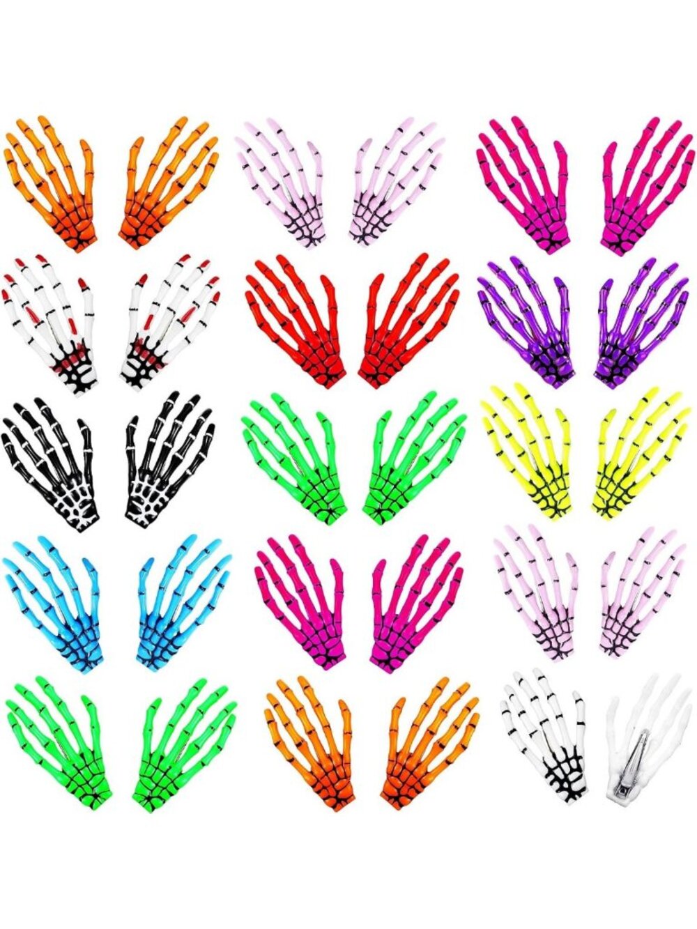 30 Pcs Gothic Skeleton Hand Hair Clips - Halloween Party Accessories for Women